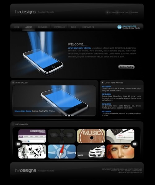 Темный дизайн для веб-сайта