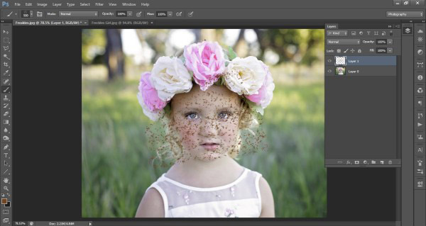 Как создать веснушки в Photoshop