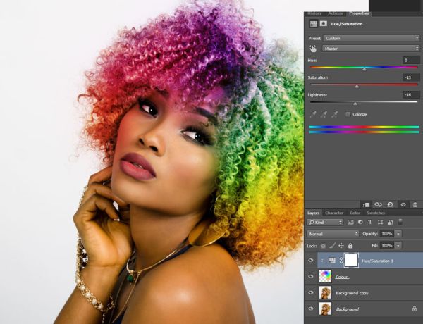 Радужные волосы в Photoshop